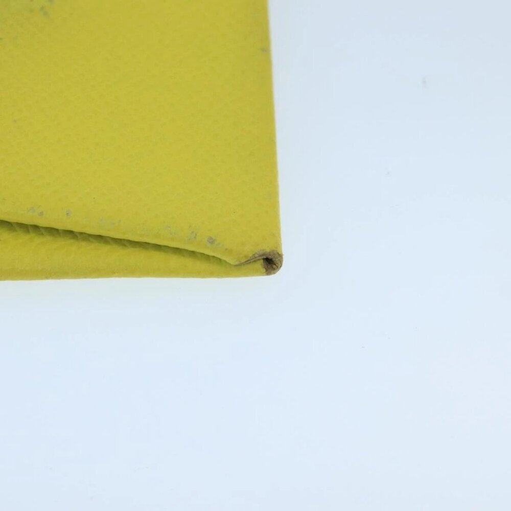 HERMES Bastia Coin Purse Leather Yellow Silver Auth ar12907 - Picture 3 of 16